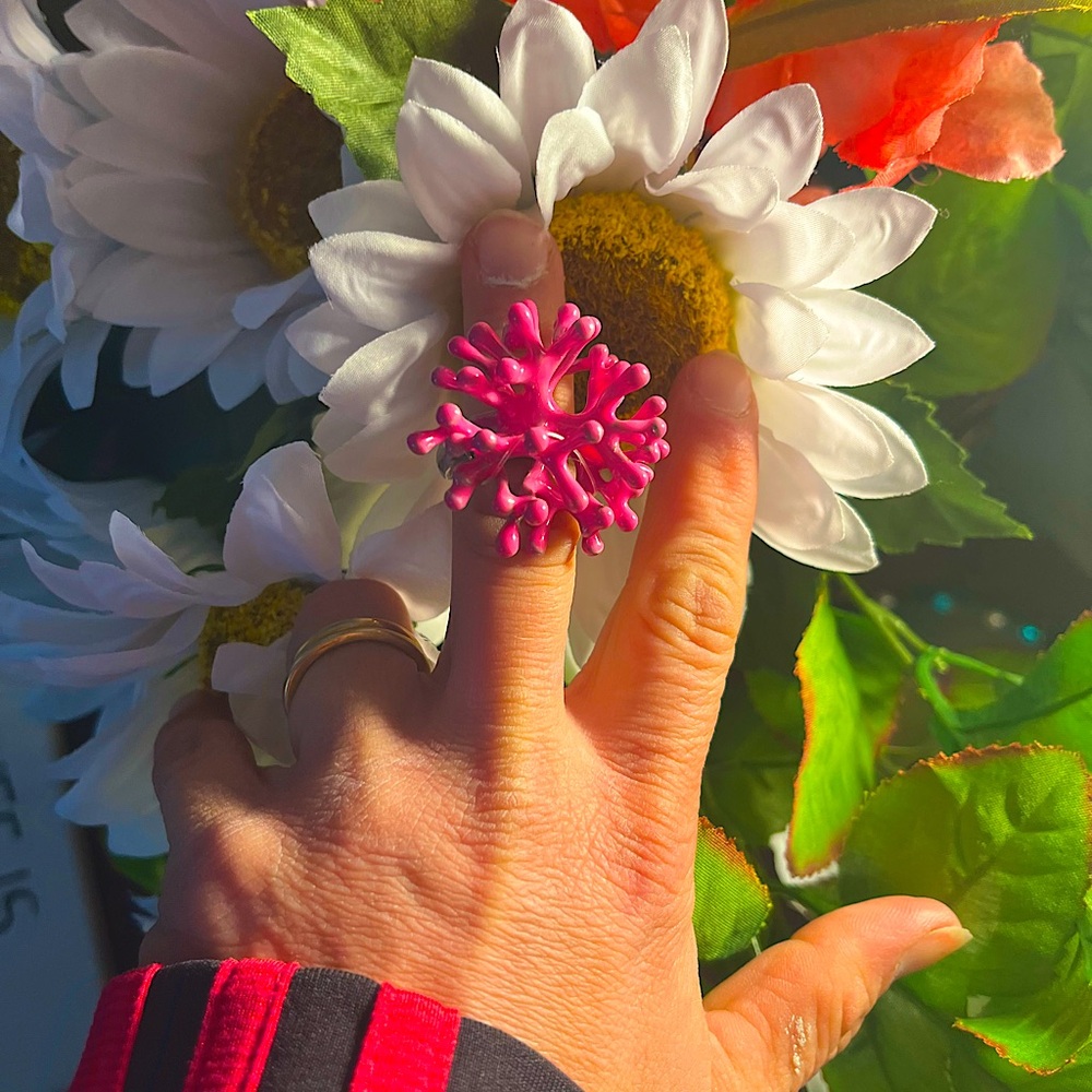Hot Pink Coral Ring